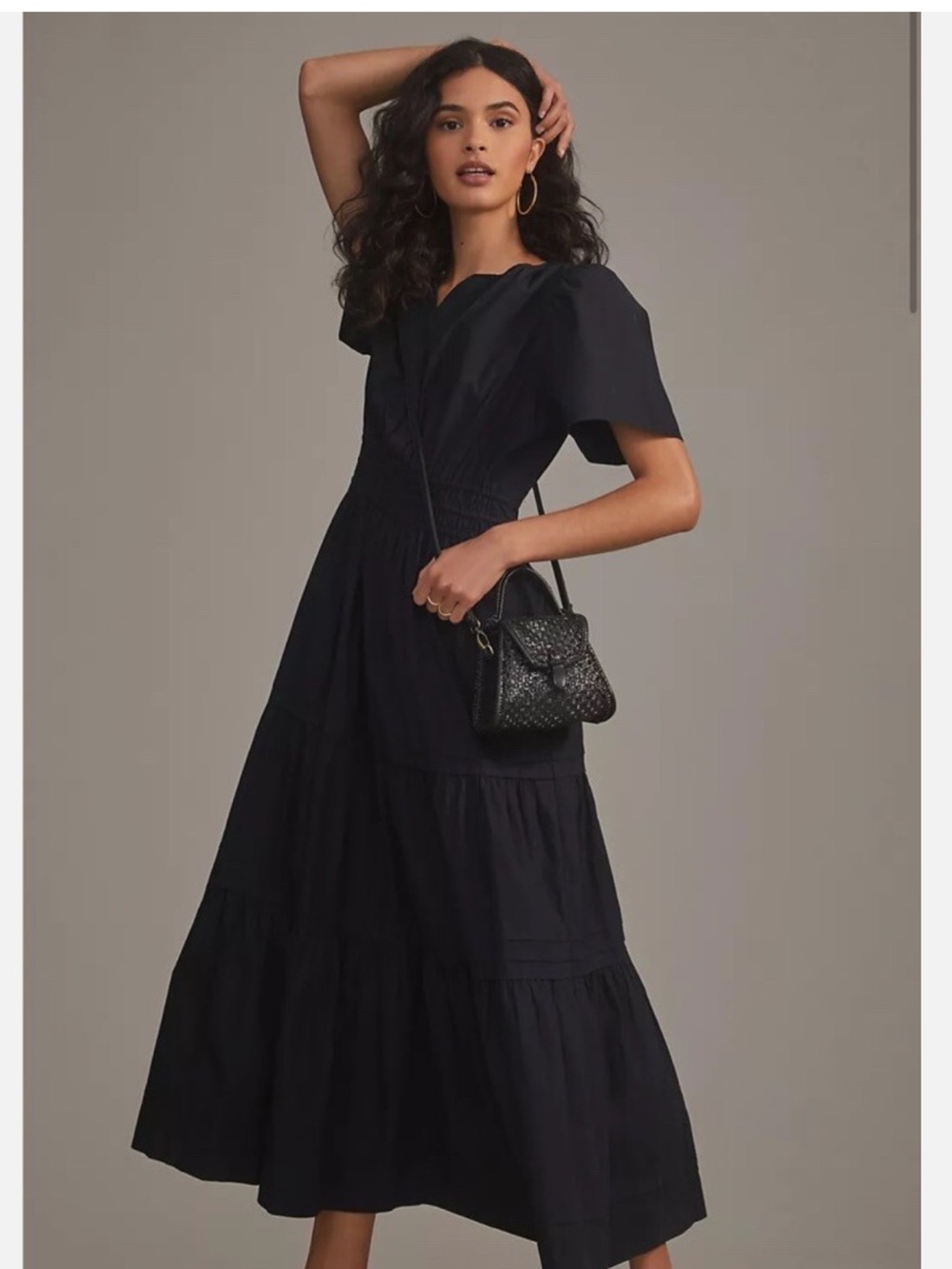 Anthropologie somerset black Tiered Maxi Dress like new
